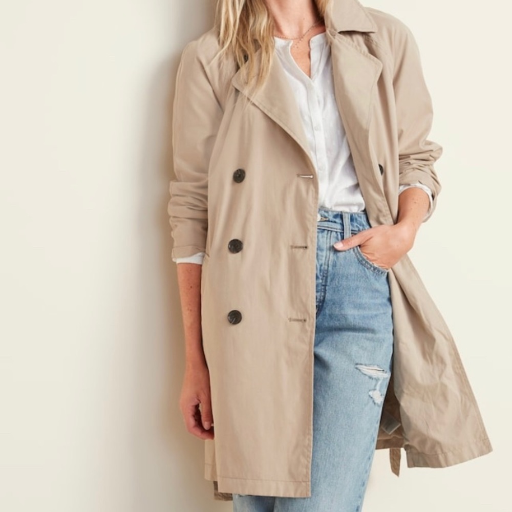 Old Navy Tan Lightweight Trendy Trench Coat